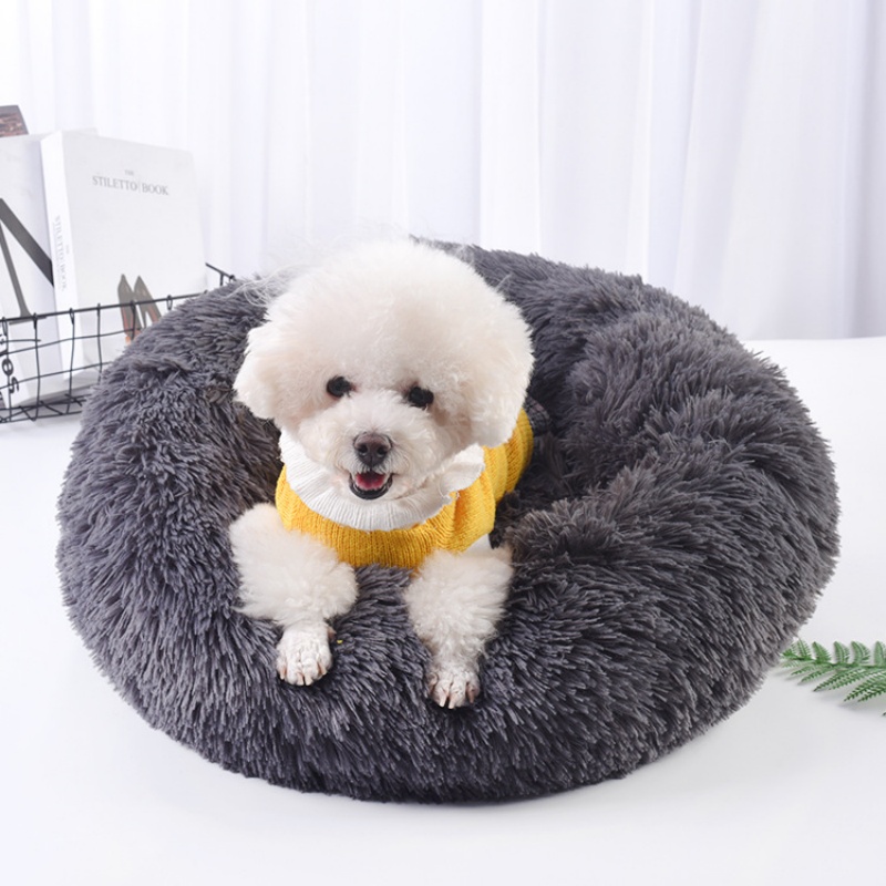 Calming Dog Bed - Lit pour chien en peluche rayé
