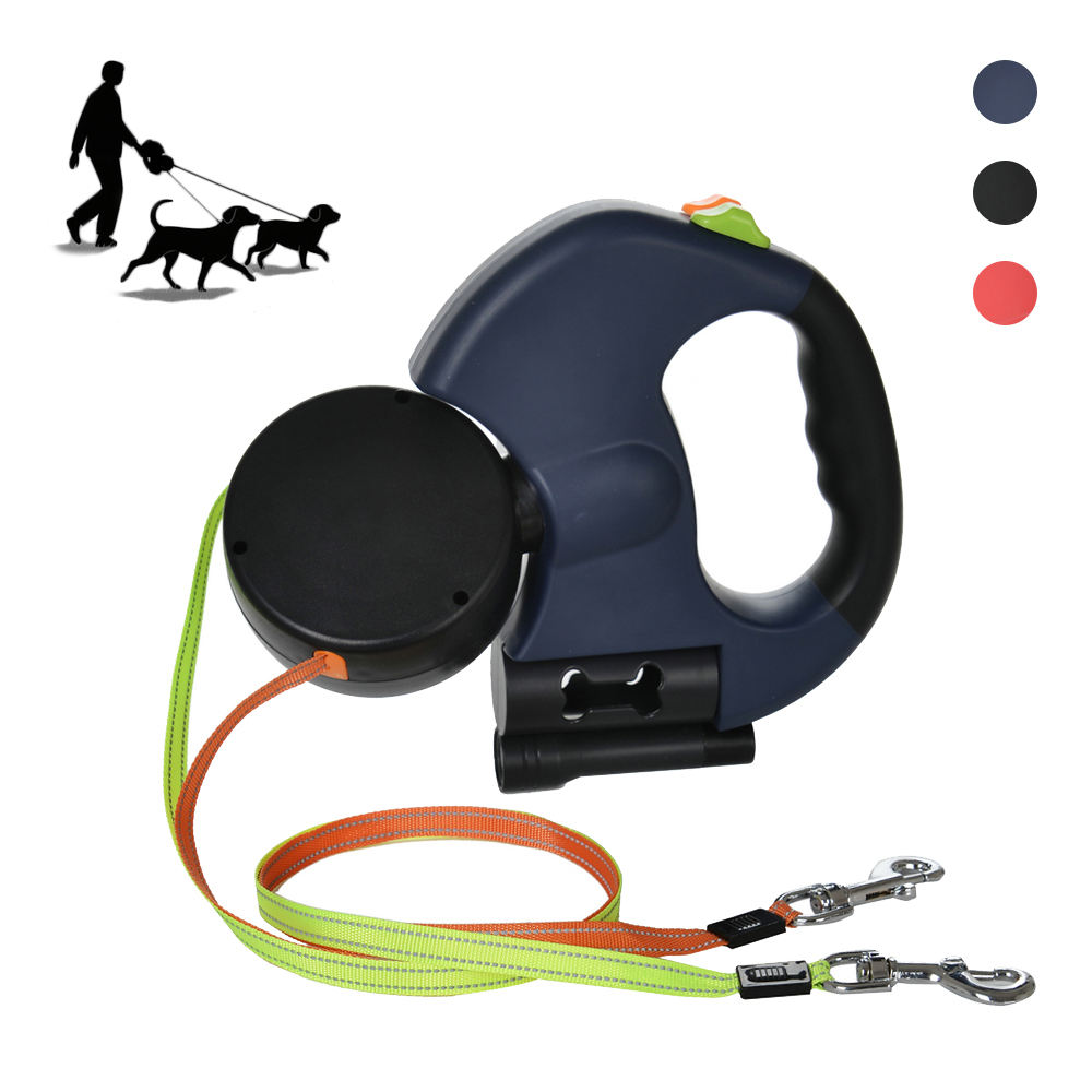 Retractable Dog Leash - Laisse double pour 2 chiens, corde