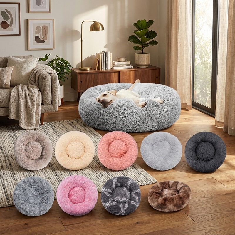 Lit rond en peluche pour chien - Calming Dog Bed avis et prix