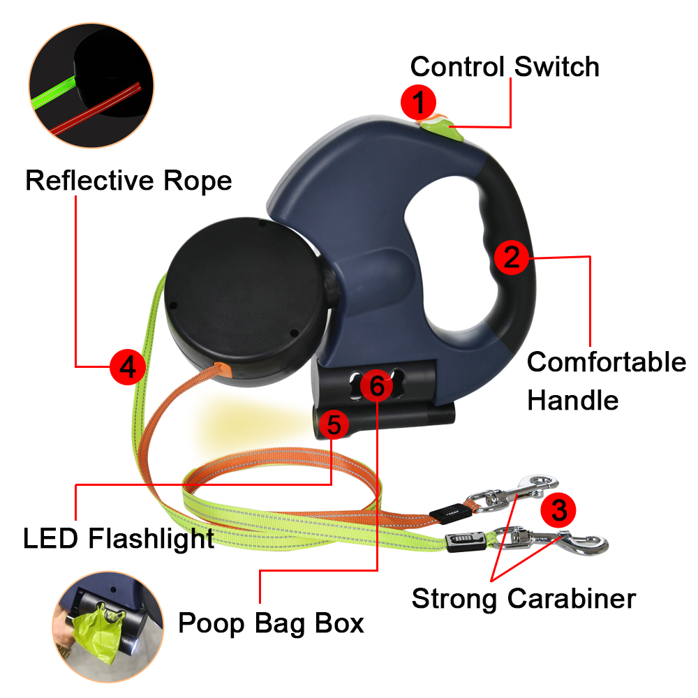 Laisse double pour 2 chiens, c - Retractable Dog Leash avis et prix